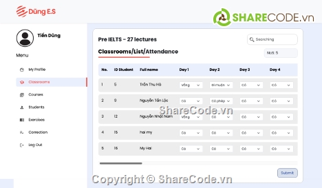 Source code quản lý học viên,Web quản lý học viên,Web quản lý sinh viên,Code quản lý học viên trung tâm ngoại ngữ